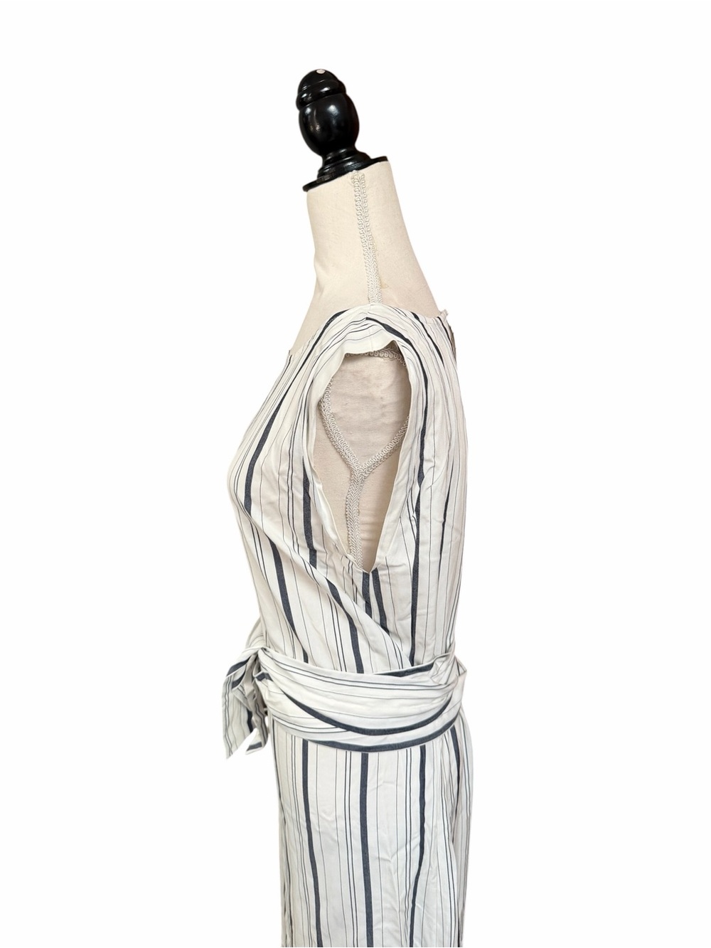 Cupcakes and Cashmere Ivory Stripe Tie Waist Midi Dress NWT M - Picture 7 of 16